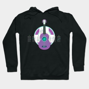 Dibujo de ukelele con notas musicales Hoodie